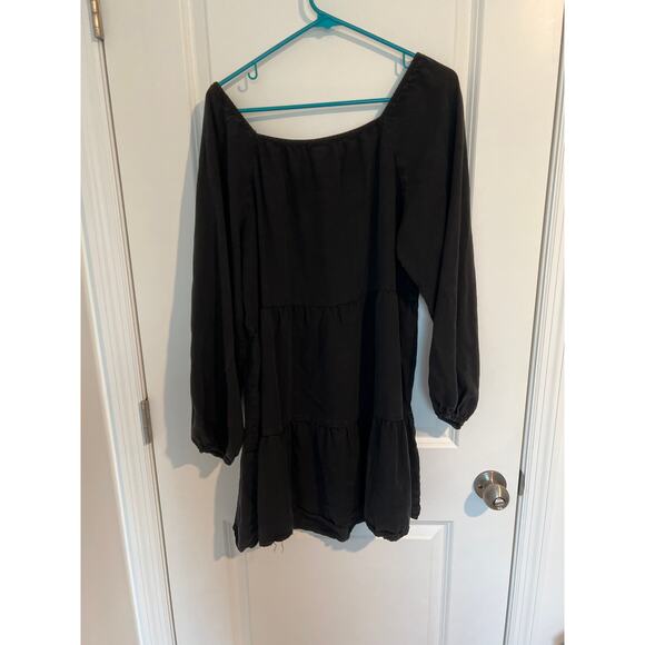 Anthropologie Amadi Verity Size L Tiered Dress Black L/S Boho Peasant Festival - Picture 6 of 7